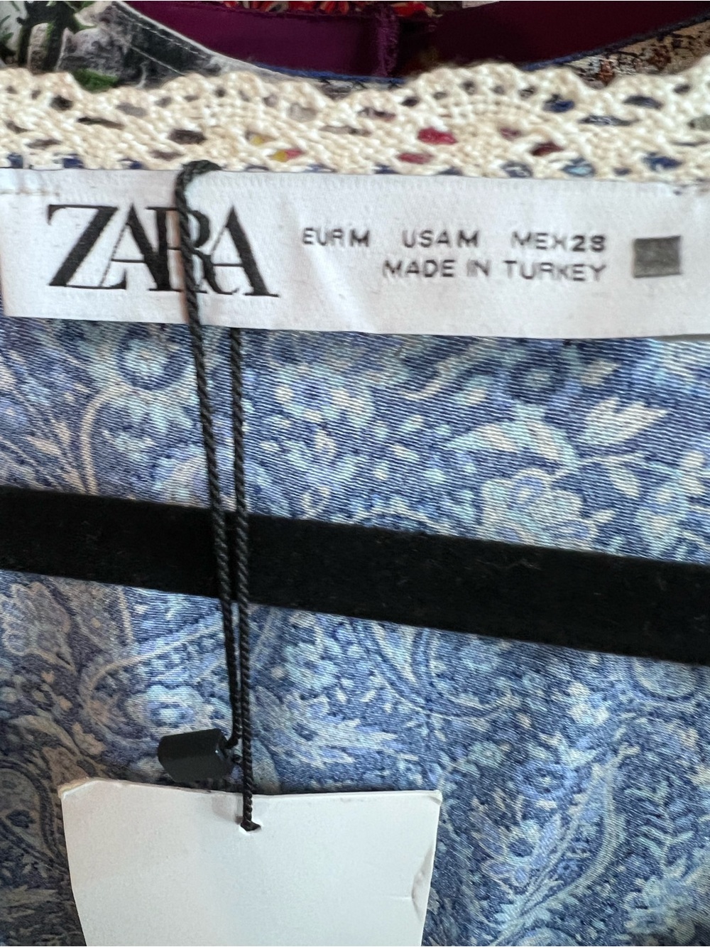 NWT ZARA Blue Floral Deep V-Neck Cottagecore Flutter Sleeve Maxi Dress, M - Picture 12 of 12